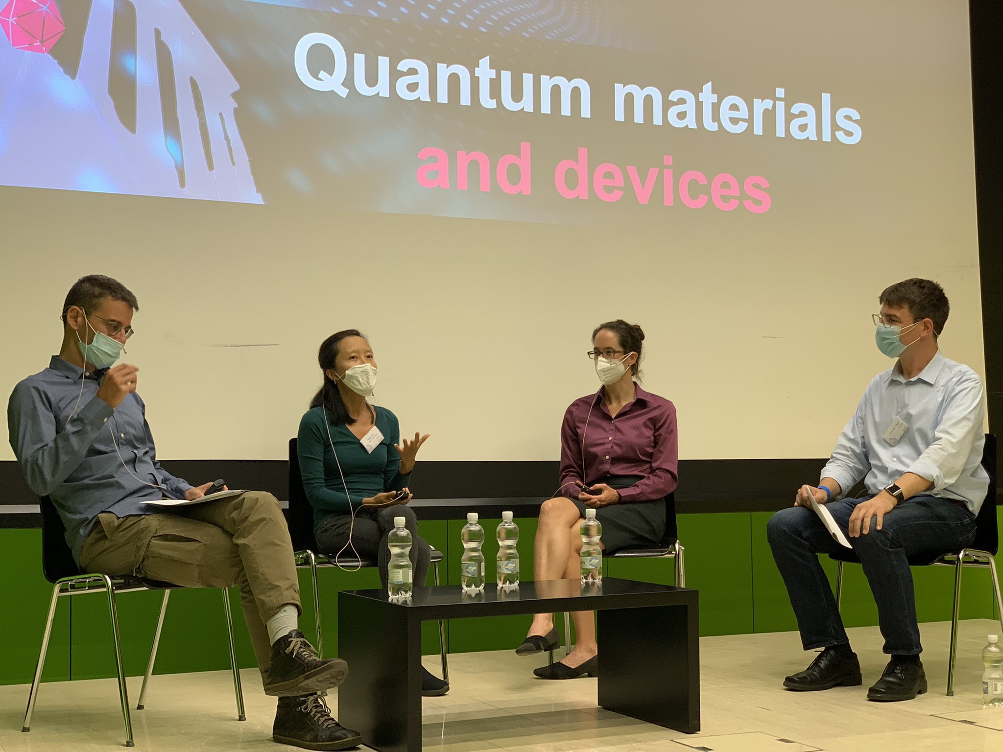 Panel discussion on q uantum materials and devices&nbsp;with Pietro Gambardella, Vanessa Wood and Yiwen Chu, moderated by Cornelius Hempel.