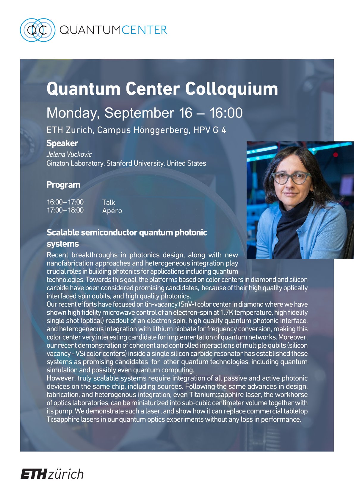 Quantum Center Colloquium with Jelena Vuckovic